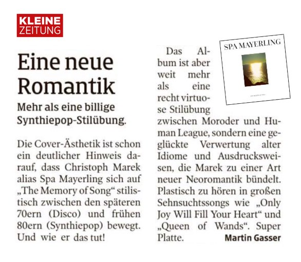 Artikel SPA MAYERLING in Kleine Zeitung